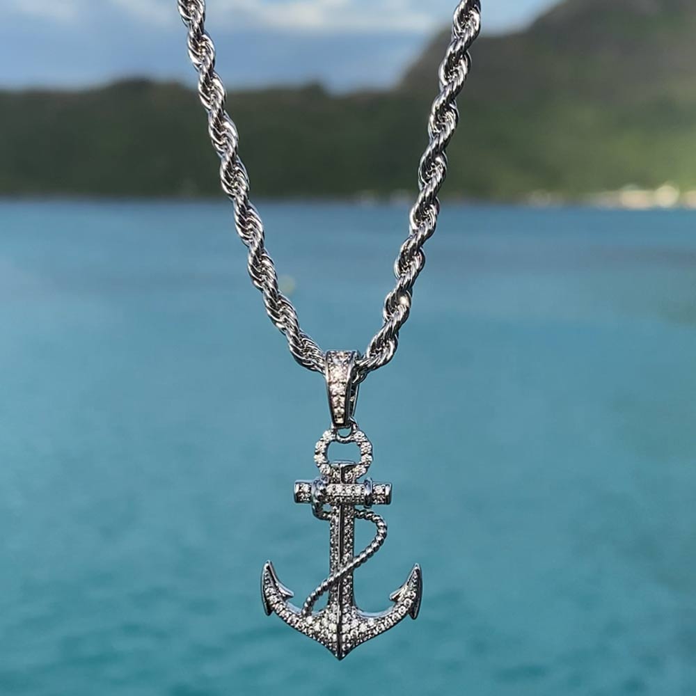 Engravable Sterling Silver Anchor Pendant and Necklace – Maggie Lee Designs