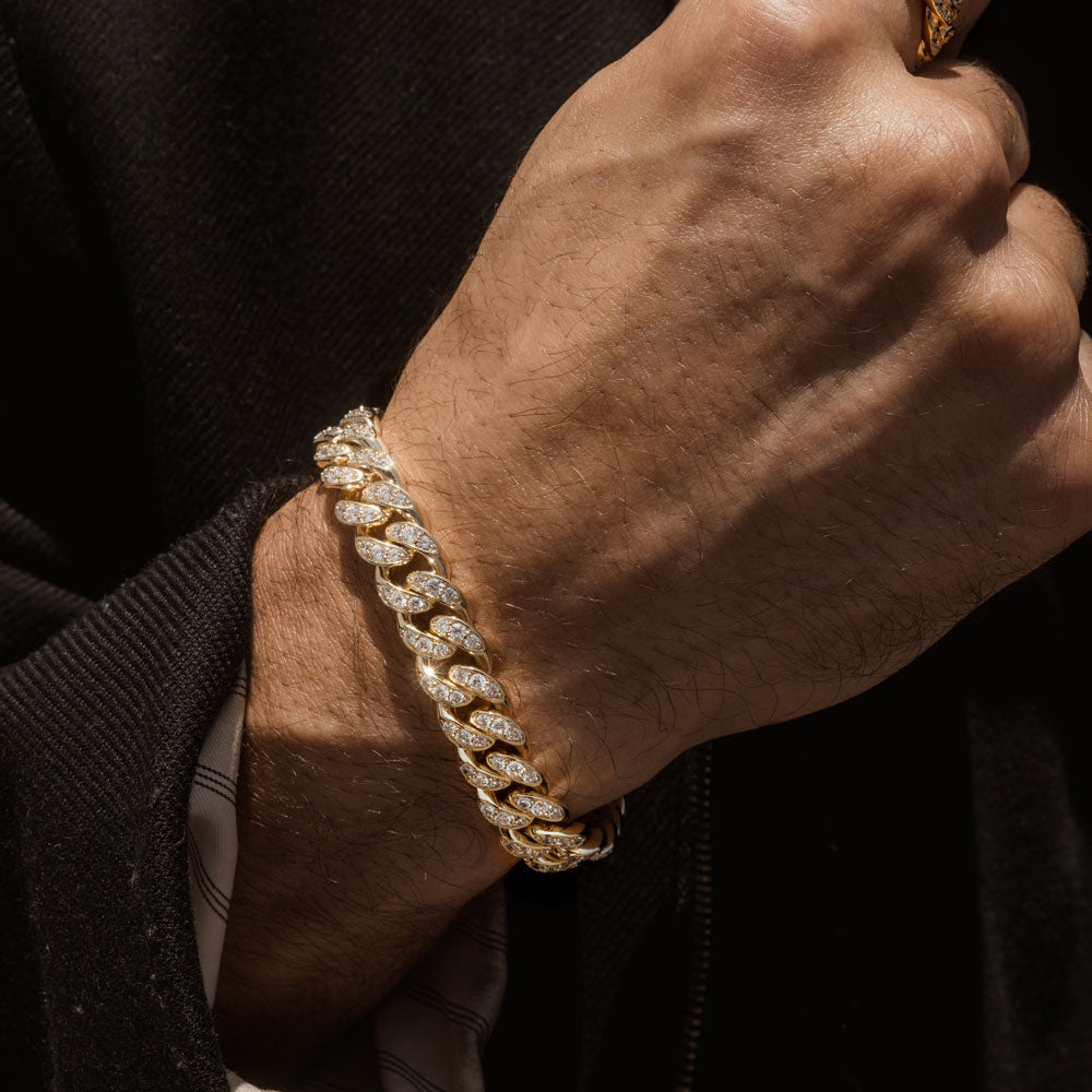 Miami cuban link bracelet with diamonds Clearance