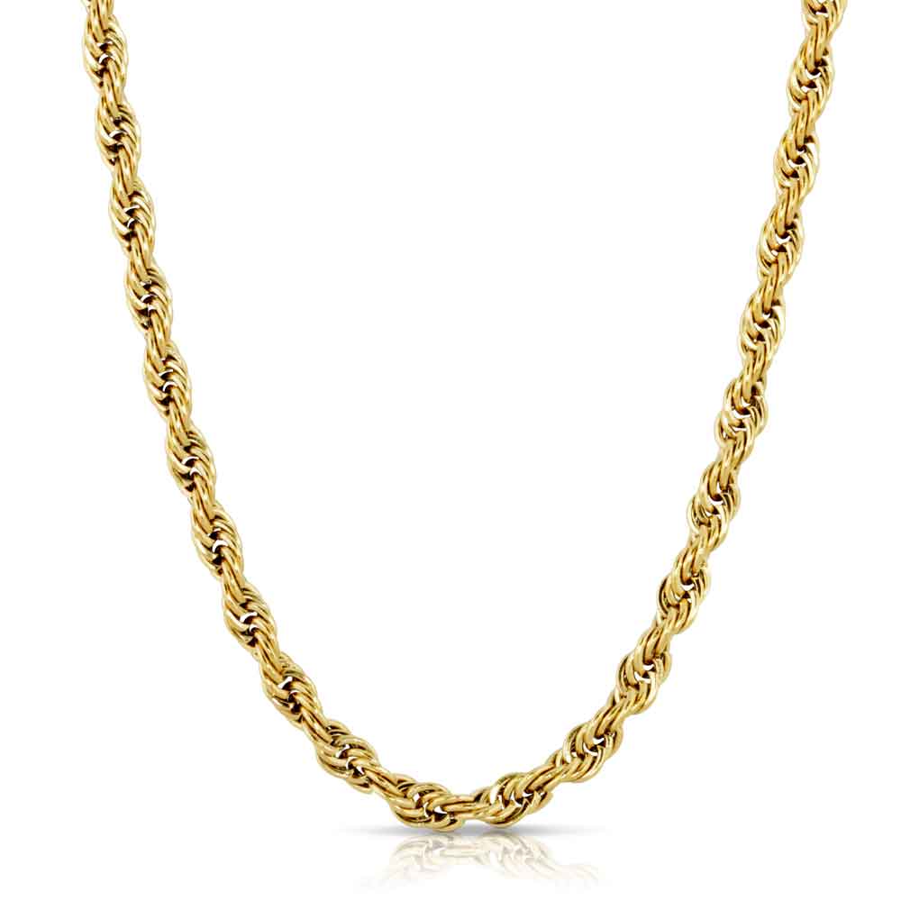 Solid Gold Hollow Rope Chain The Gold Gods front view