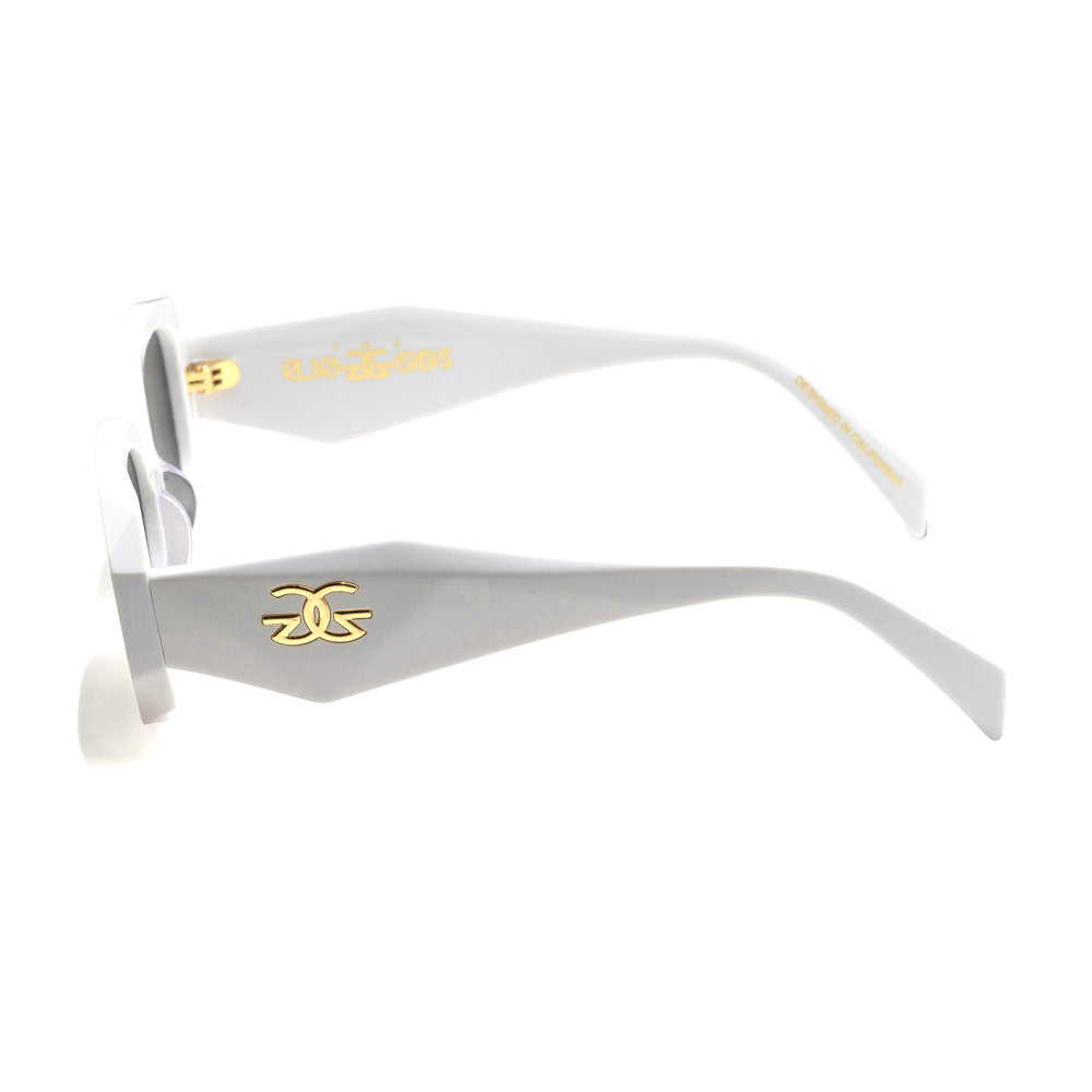Artemis Glossy White Sunglasses The Gold Gods side view