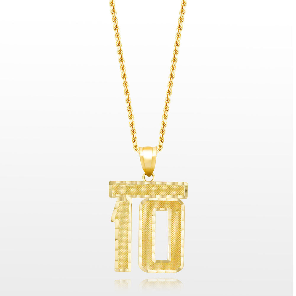 10k Solid Gold Large Jersey Number Pendant The Gold Gods 10