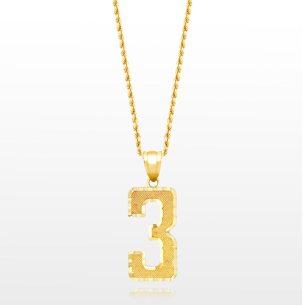 10k Solid Gold Large Jersey Number Pendant The Gold Gods 3