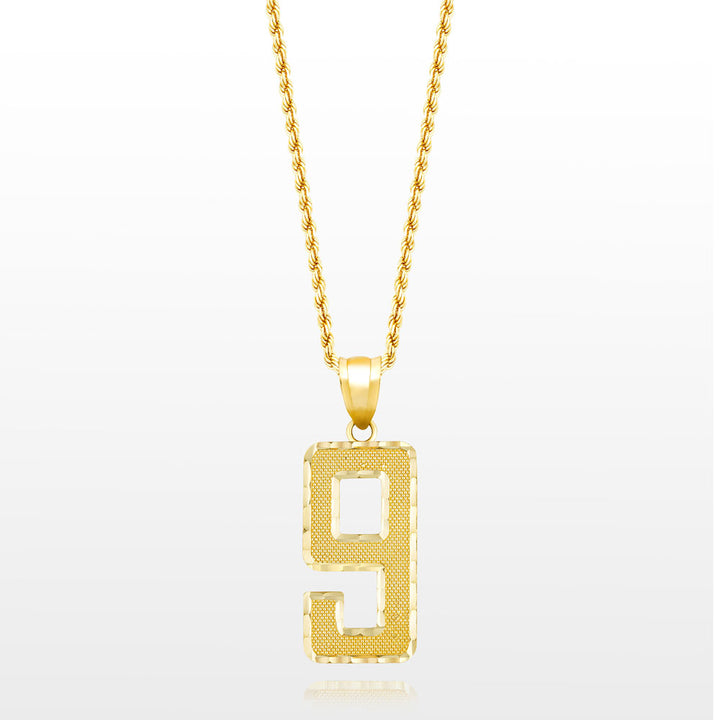 10k Solid Gold Large Jersey Number Pendant The Gold Gods 9