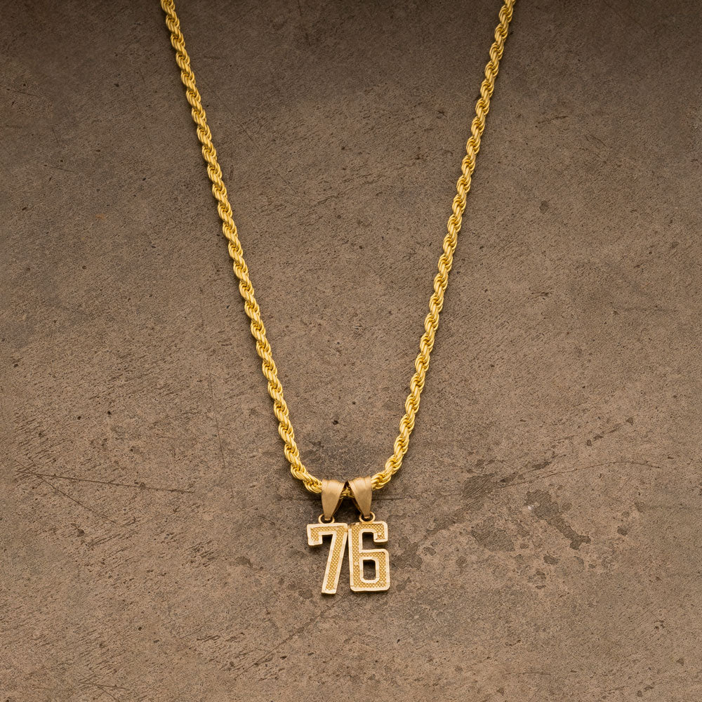 10k Solid Gold Small Jersey Number Pendant The Gold Gods All 3