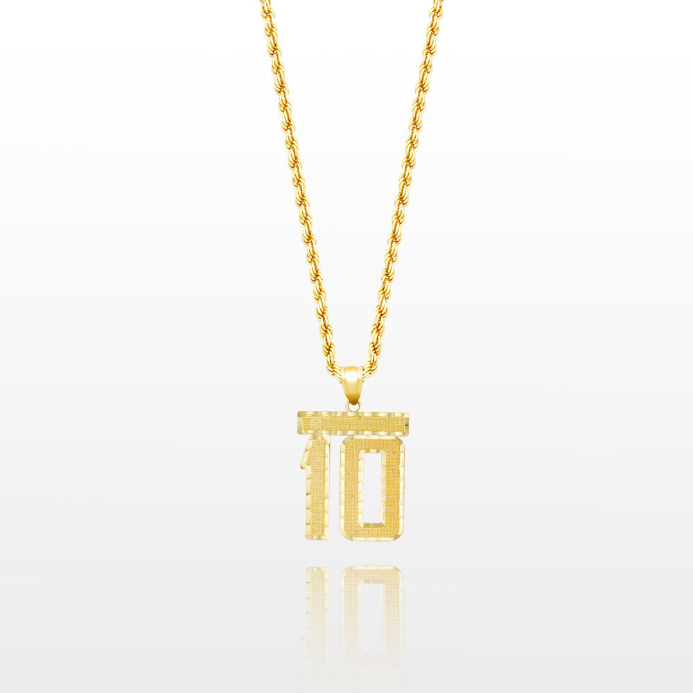 10k Solid Gold Small Jersey Number Pendant The Gold Gods 10