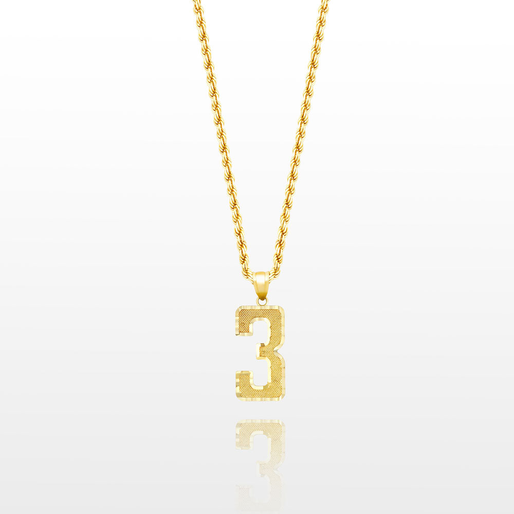 10k Solid Gold Small Jersey Number Pendant The Gold Gods 3