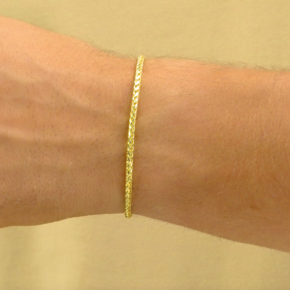 Thin Wheat Chain Bracelet in Sterling Silver (Spiga Chain) - Silvertraits