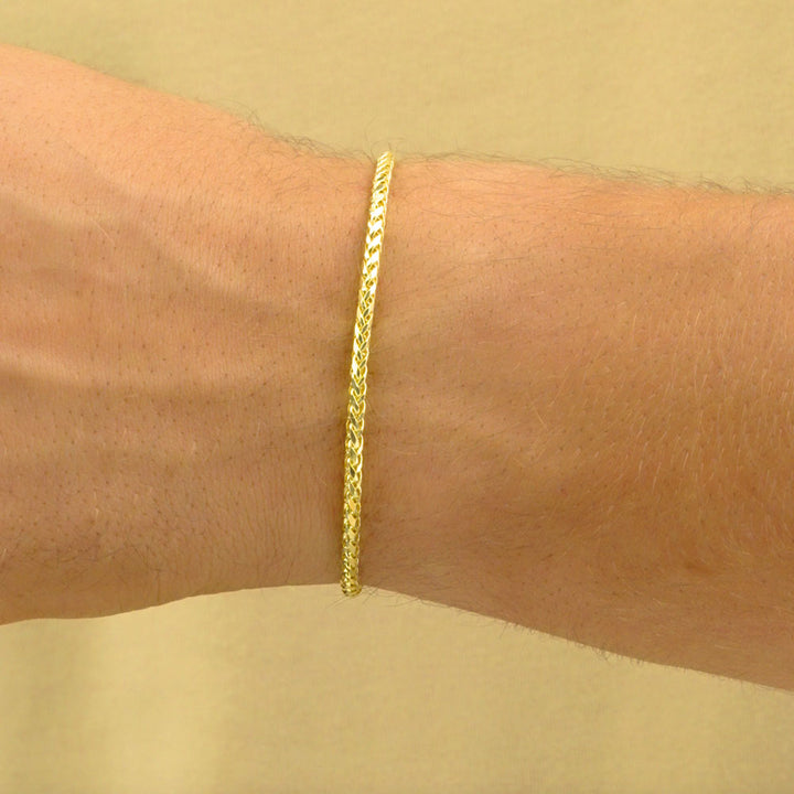 2.5mm Solid Gold Palm Wheat Franco Bracelet (hollow) The Gold Gods