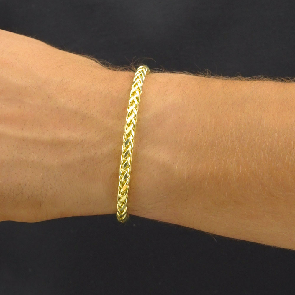 5mm Solid Gold Palm Wheat Franco Bracelet (hollow) The Gold Gods