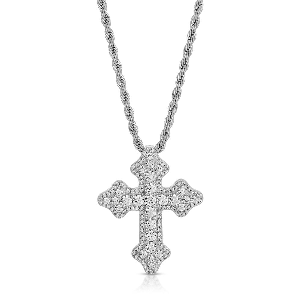 Diamond Fleur De Lis Cross Pendant & Rope Gold Chain The Gold Gods 5