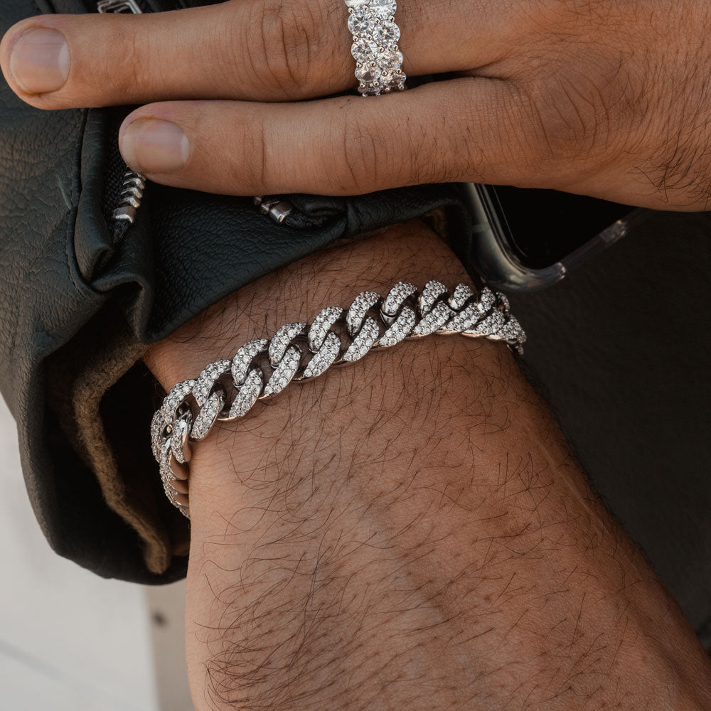 Small Cuban Link Diamond Letter Bracelet