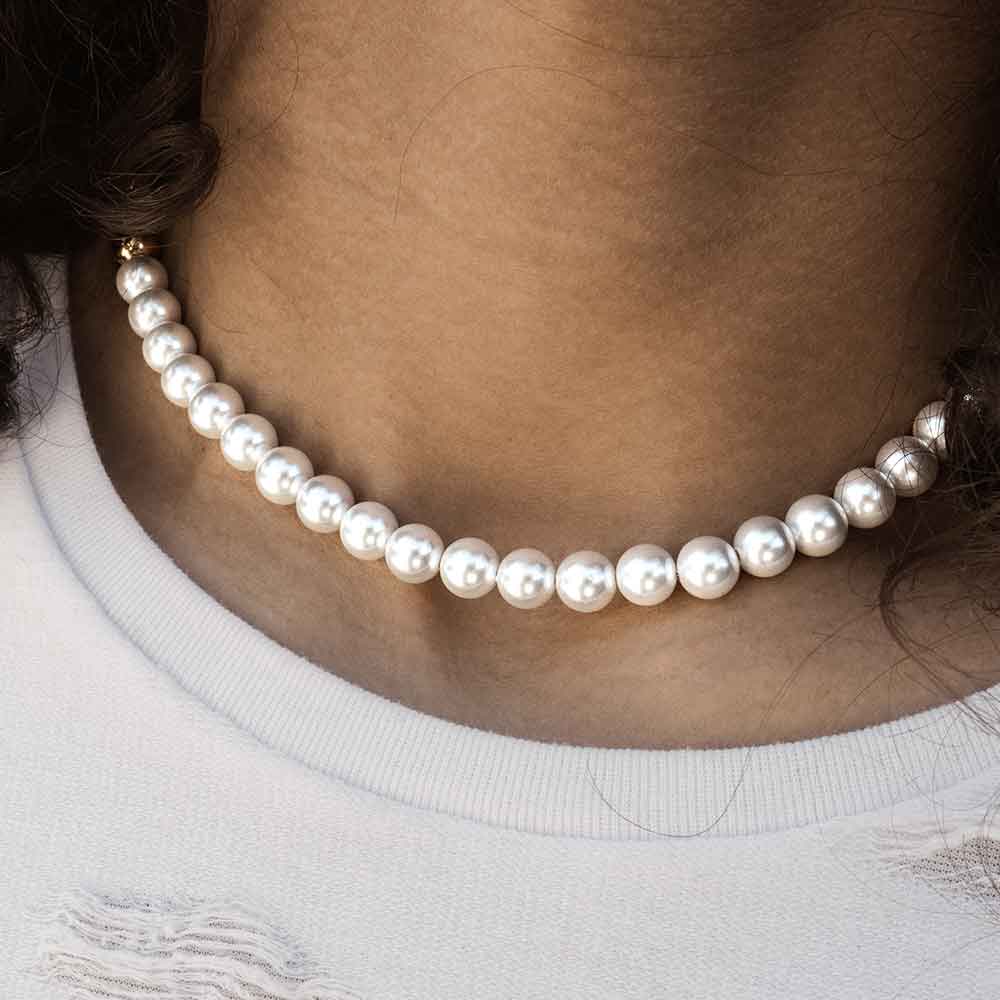 DARE TO WEAR PEARL - Pearl Necklace for Men - Half Pearl Half Gold Ton –  THE MEN THING