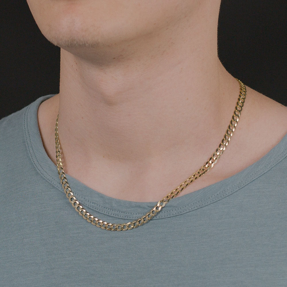 Mens solid deals gold curb chain