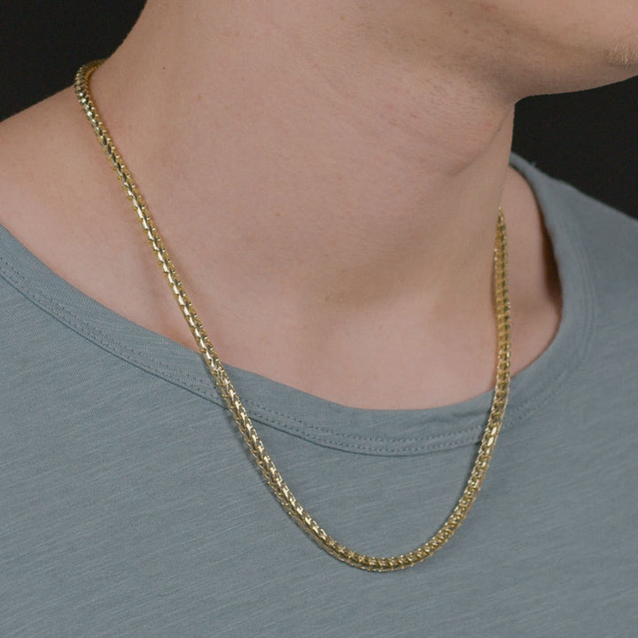 Solid Gold Franco Chain Necklace The Gold Gods 4mm 22 inch