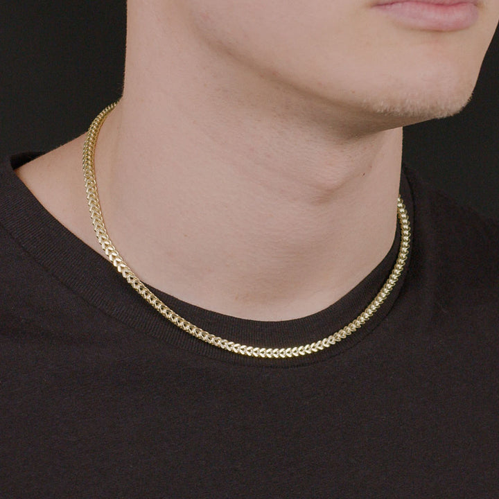 4mm 18 inch Solid Gold Franco Chain (Hollow) | The Gold Gods 5