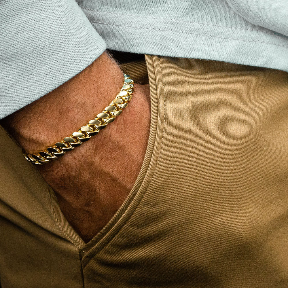 Men's miami cuban link deals bracelet in 10k gold