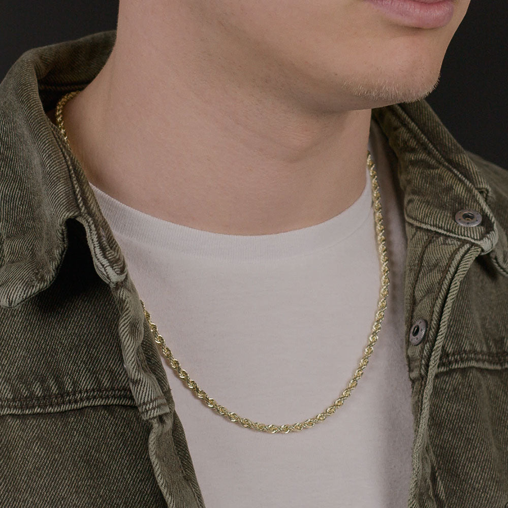 Solid Gold Rope Chain The Gold Gods 4mm 22 inch