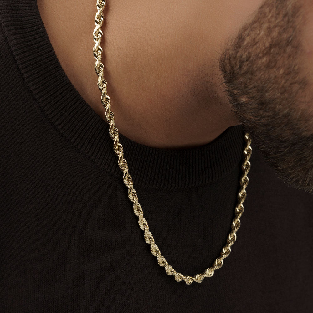 Mens Solid Gold Diamond Cut Rope Chain 6mm 22 inch The Gold Gods 3