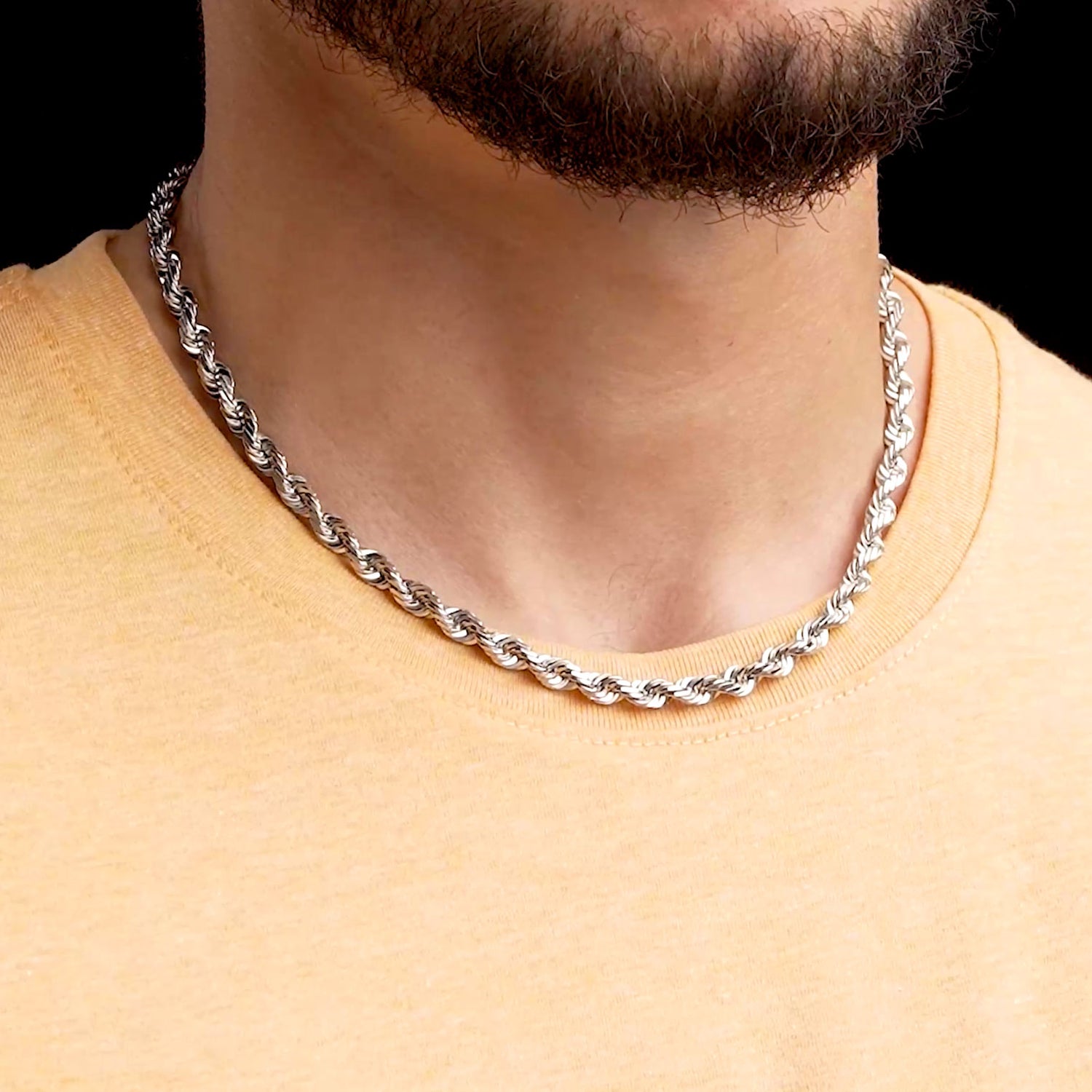 Gold Rope Chain 10kt White Gold Necklace Rope Chain Necklace Solid