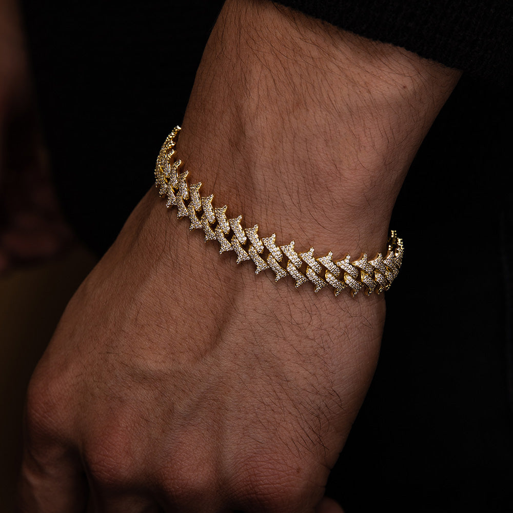 Diamond Spiked Cuban Bracelet The Gold Gods  lifestyle look