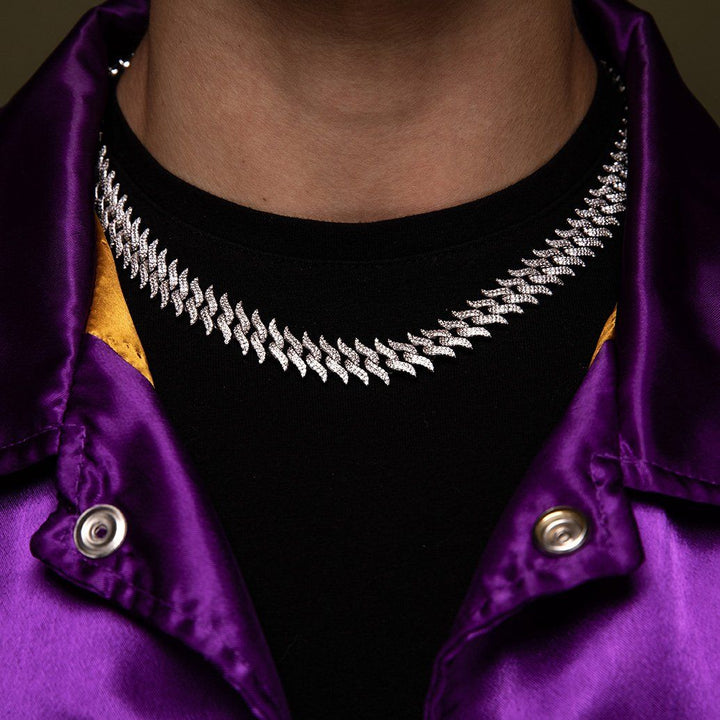 Diamond Spiked Laurel Cuban Chain The Gold Gods lifestyle look 3