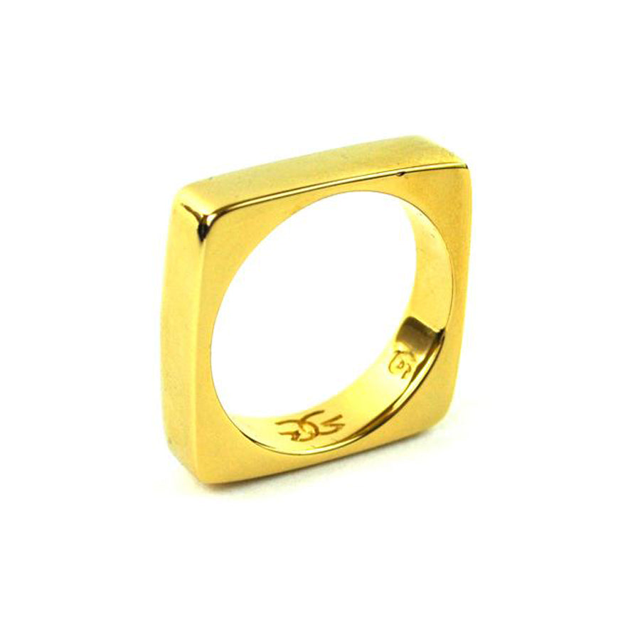 Gold Square Ring The Gold Gods front view 2