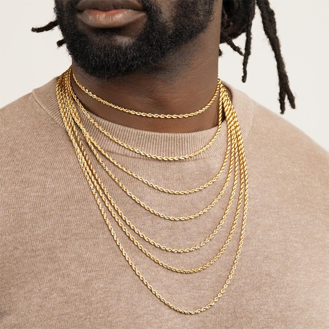 18k Gold Plated Rope Chain mens jewelry The Gold Gods all lengths