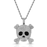 Diamond Skull Pendant with Rope Chain  The Gold Gods  white  gold 
