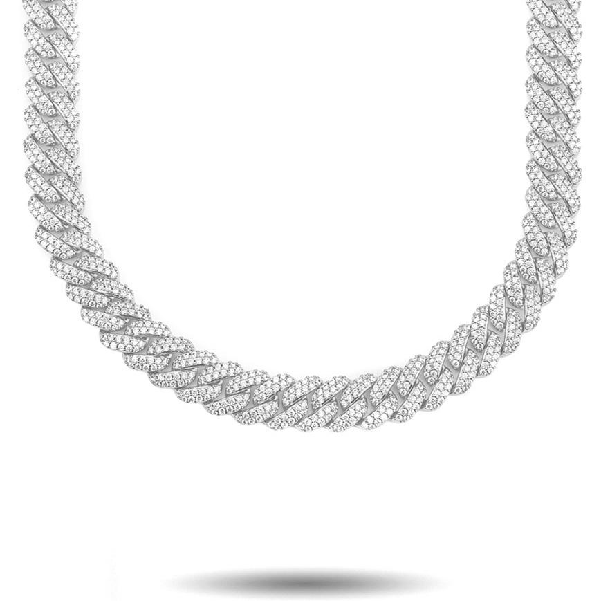 Diamond Cuban Link Chain White Gold 12mm The Gold Gods front view