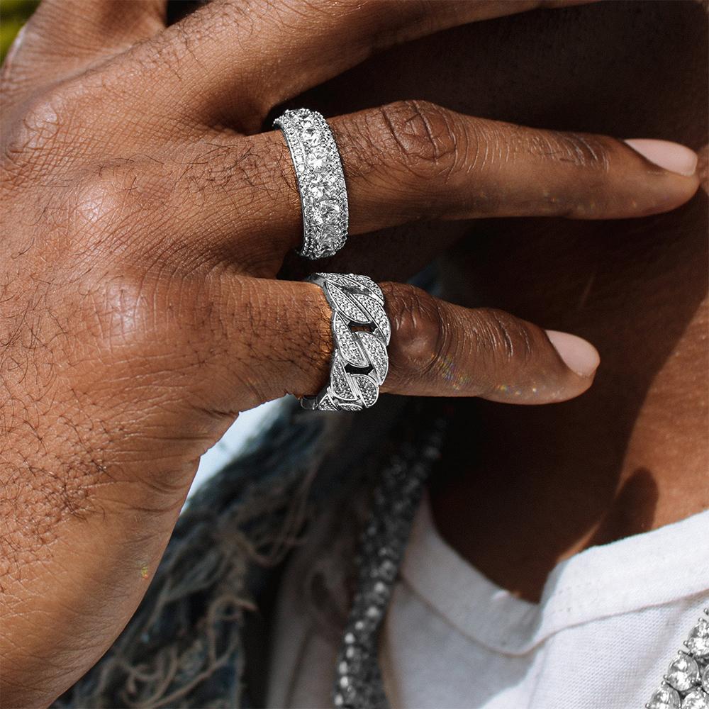 14k White Gold Diamond Cuban Link Ring 4.50 ctw – NYC Luxury