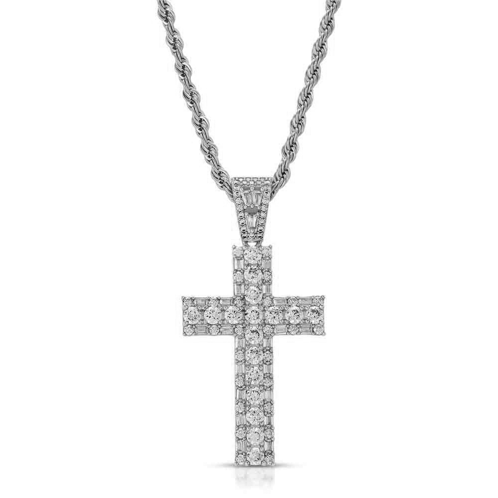Diamond Emerald Cross Necklace & Mens Rope Gold Chain