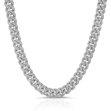 White Gold Miami Diamond Cuban Link Chain 8mm The Gold Gods full view