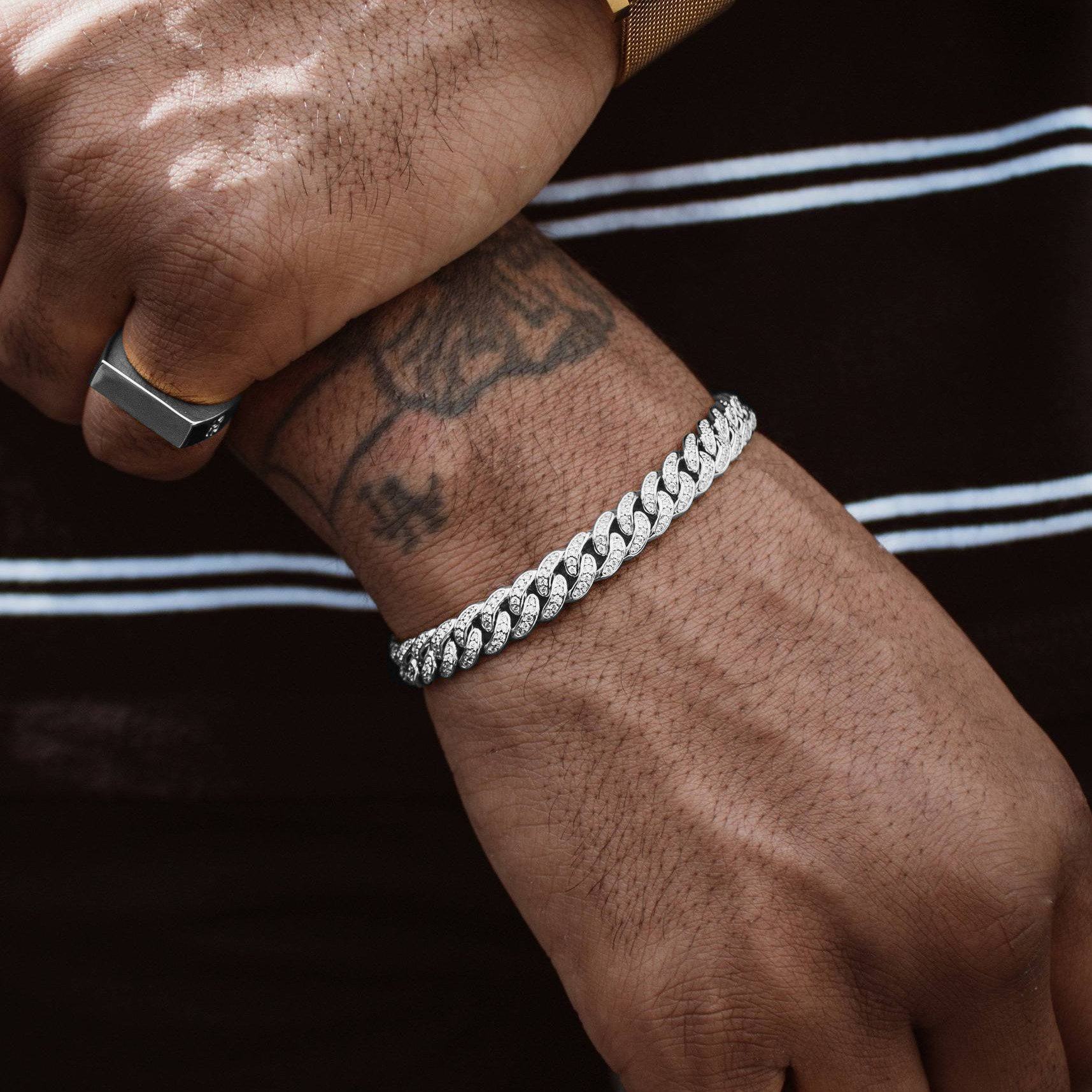 Diamond cuban bracelet white gold Clearance