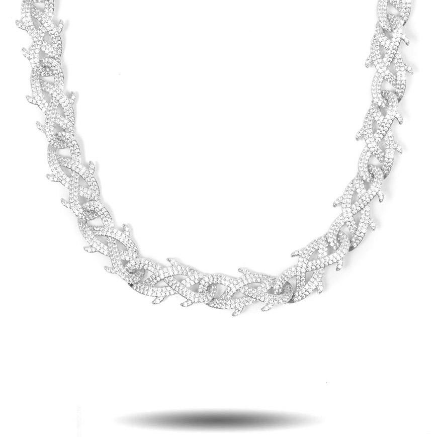 Diamond Crown of Thorns Chain in White Gold The Gold Gods-front-view