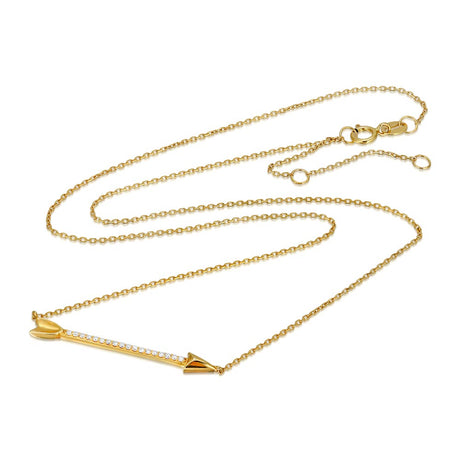 Womens 14k Solid Gold Diamond Arrow Necklace Zoom 1 | The Gold Goddess