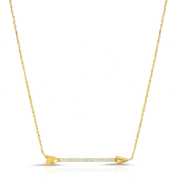 Womens 14k Solid Gold Diamond Arrow Necklace 2 | The Gold Goddess