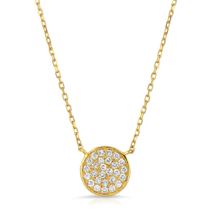 Womens 14k Solid Gold Diamond Disc Necklace  | The Gold Goddess
