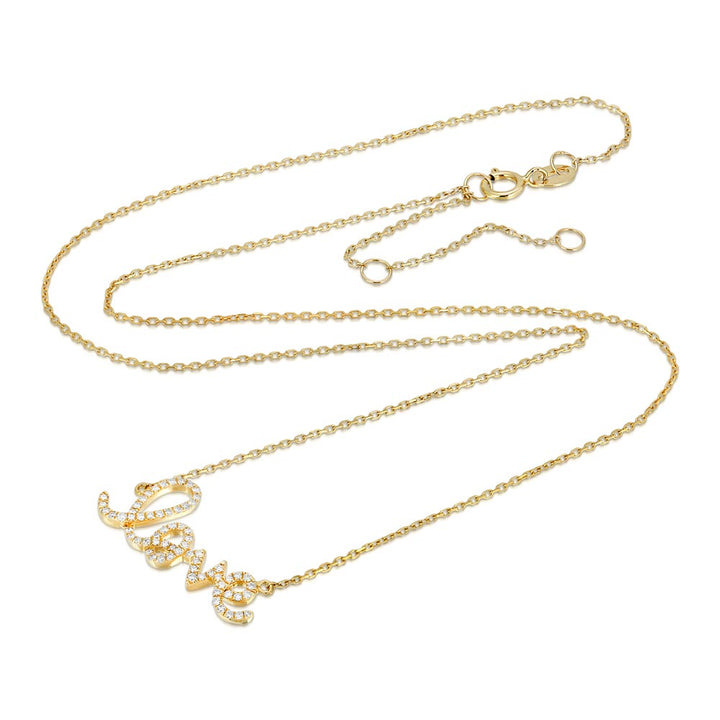Womens 14k Solid Gold Diamond Love Mini Necklace | The Gold Goddess 2