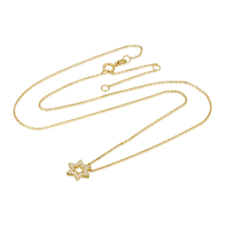 Womens 14k Solid Gold Diamond Star of David Necklace The Gold Goddess 3
