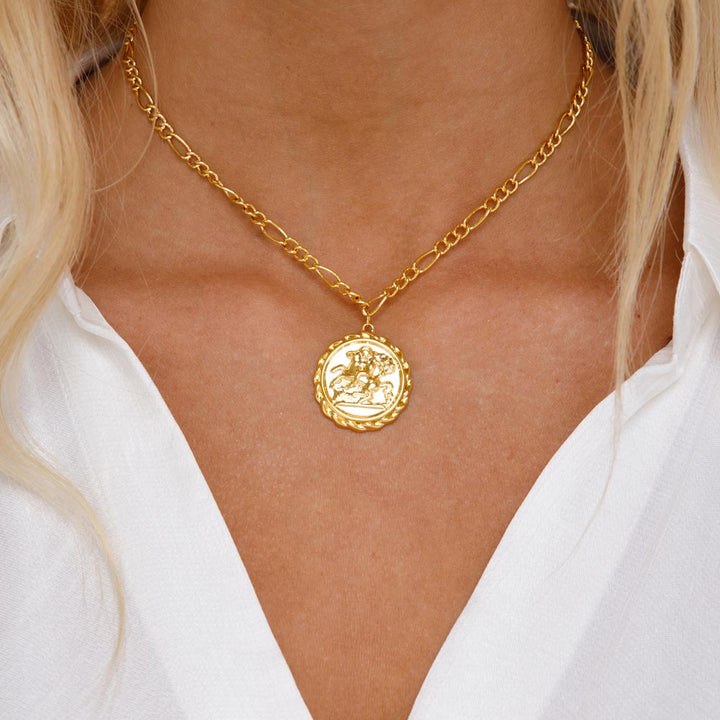 Womens The Gold Goddess Ancient Coin Choker Necklace Lifestyle 3