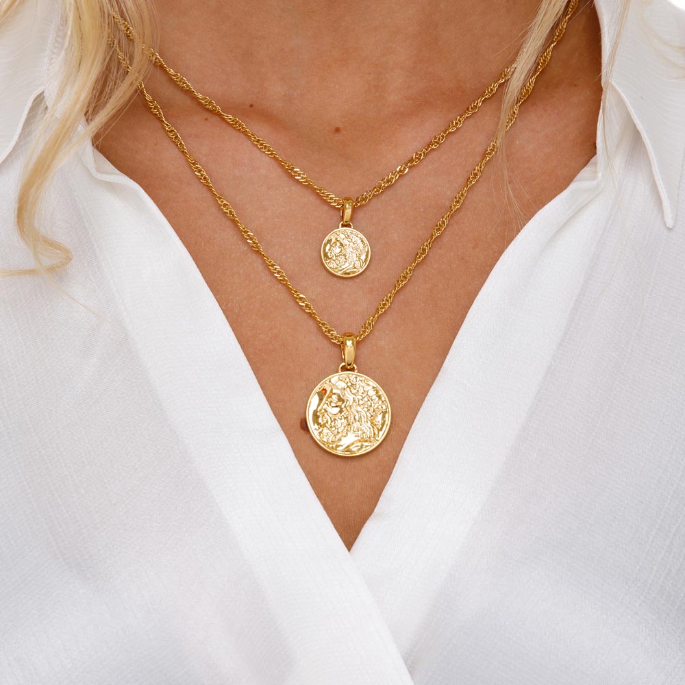 Gold coin deals pendant necklace womens