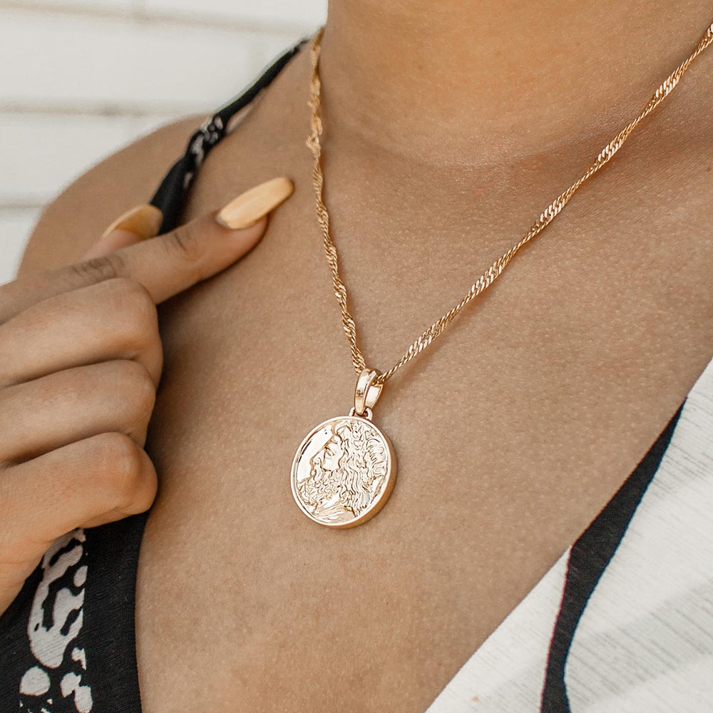 Women's Zeus Ancient Coin Necklace Gold Goddess 5