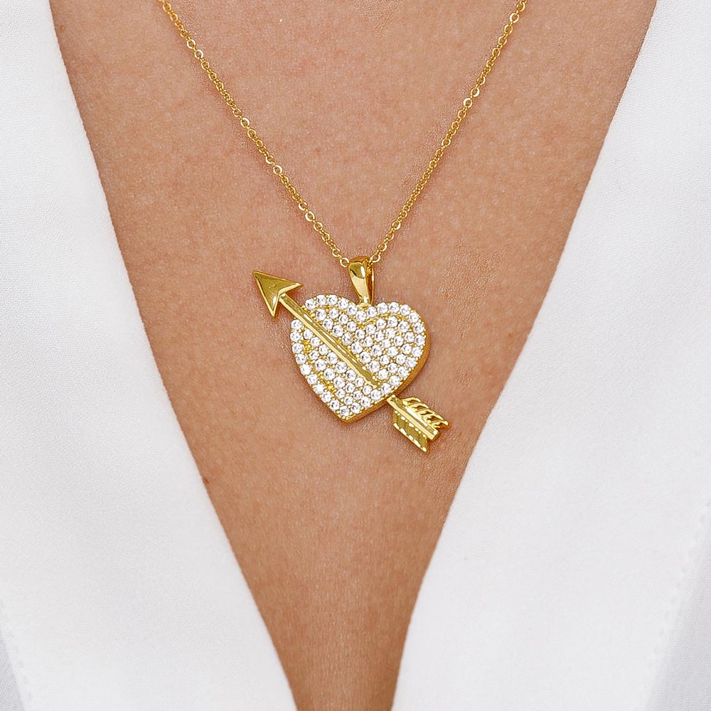 Womens Diamond Heart Necklace The Gold Goddess 1