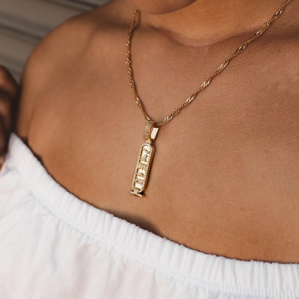 Women's Diamond Hieroglyph Necklace & Pendant The Gold Goddess 3